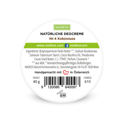 NADEOS Natürliche Deocreme Kokosnuss 40g
