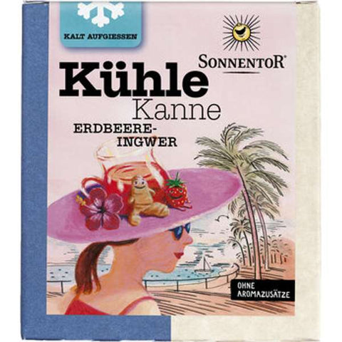 Kühle Kanne Erdbeer-Ingwer Tee, Pyramidenbeutel