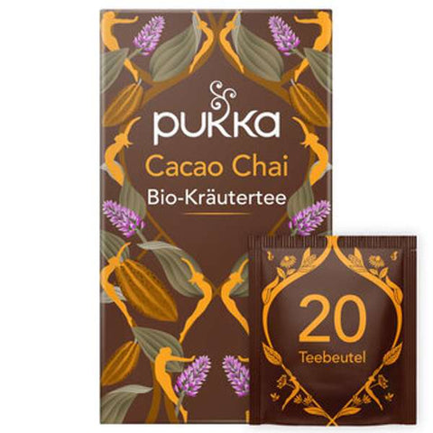 Pukka Bio-Gewürztee Cacao Chai, mit Kakao, Zimt und Süßholz, 20 Teebeutel