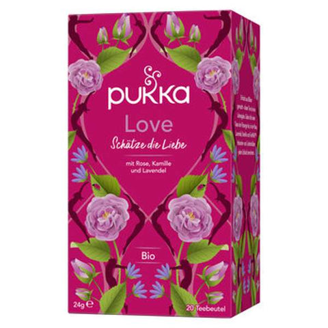 Pukka Bio-Kräutertee Love, mit Rose, Kamille und Lavendel, 20 Teebeutel