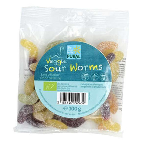 Veggie Sour Worms Fruchtgummi ohne Gelatine