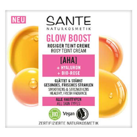 Glow Boost rosiger Teint Creme mit AHA, Hyaluron & Bio-Rose