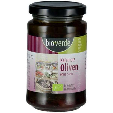 Schwarze Kalamata-Oliven ohne Stein mit frischen Kräutern in Öl-Marinade 200 g
