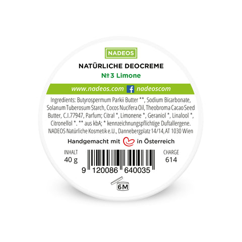 NADEOS Natürliche Deocreme Limone 40g